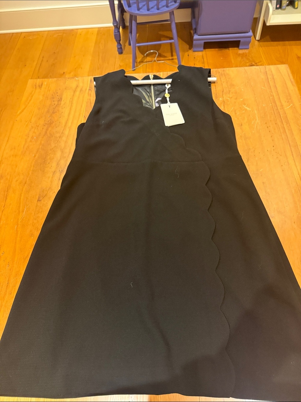 Ted Baker Black Scalloped-Trim Midi Dress